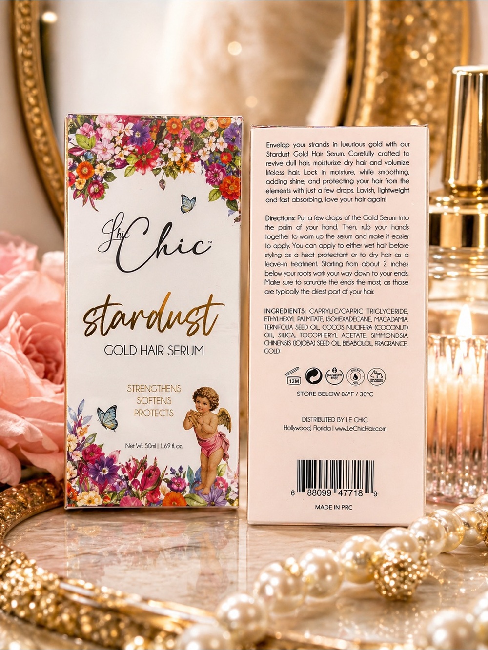 Le Chic Stardust Gold Hair Serum Strengthens Softens Protects NIB